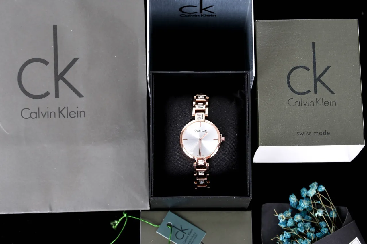 Calvin Klein Oro Plata Rosa Metal Rayos de sol Esfera Cuarzo Reloj 3