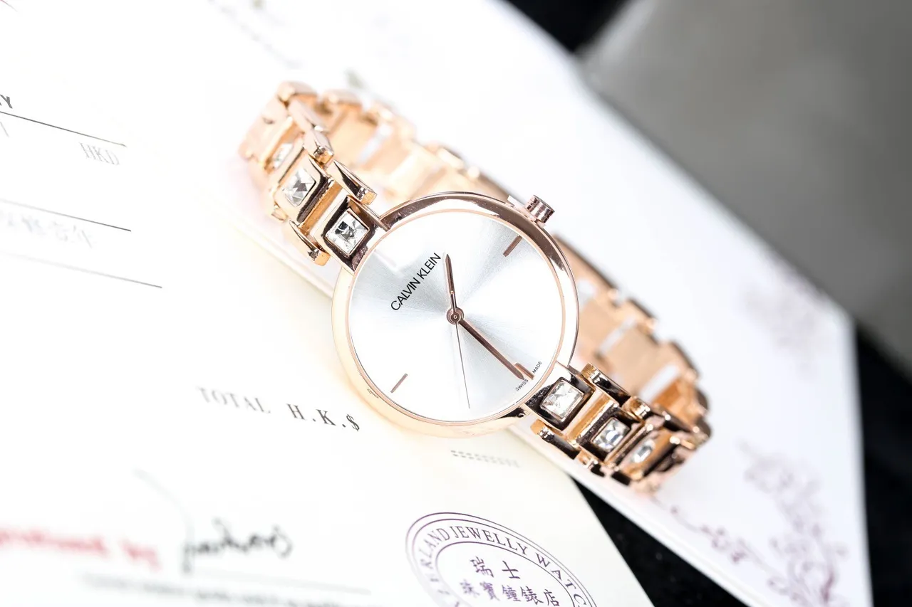 Calvin Klein Oro Plata Rosa Metal Rayos de sol Esfera Cuarzo Reloj 4