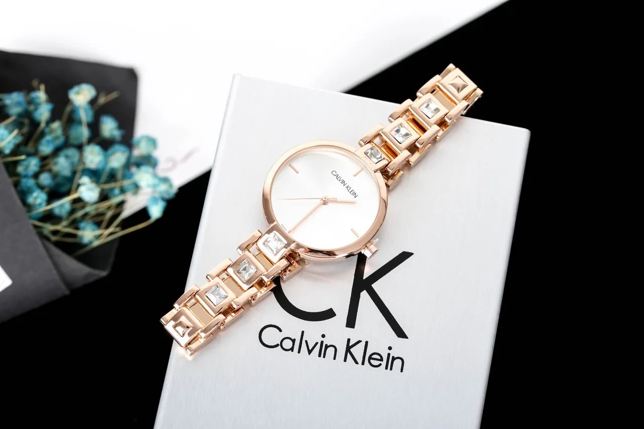 Calvin Klein Oro Plata Rosa Metal Rayos de sol Esfera Cuarzo Reloj 5