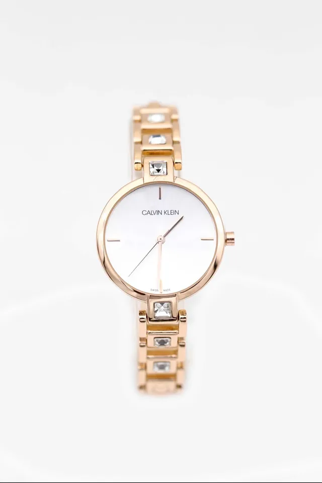 Calvin Klein Oro Plata Rosa Metal Rayos de sol Esfera Cuarzo Reloj 6