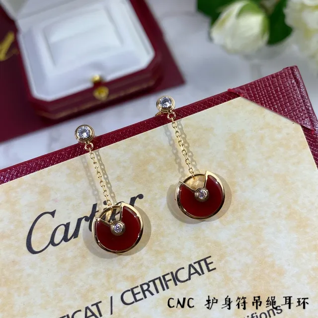 Cartier Amulette de Cartier Gold-Tone Chain-Drop Earrings 4
