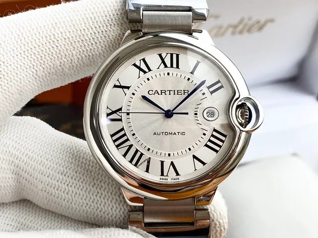 Cartier Ballon Bleu Silver Blue Round Stainless Steel Case Integrated Link Bracelet Mechanical Watch 7
