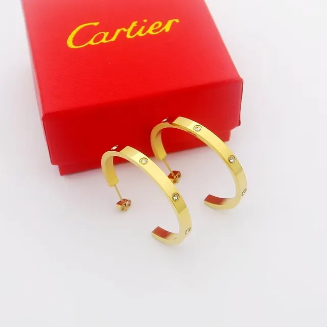 Cartier Juste un Clou Oro Plata Bisagra Aro C Motivo Tornillo Pendientes 3