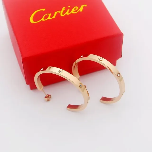 Cartier Juste un Clou Oro Plata Bisagra Aro C Motivo Tornillo Pendientes 4