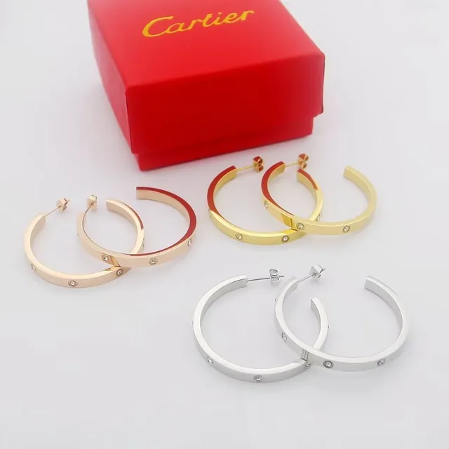 Cartier Juste un Clou Oro Plata Bisagra Aro C Motivo Tornillo Pendientes 6