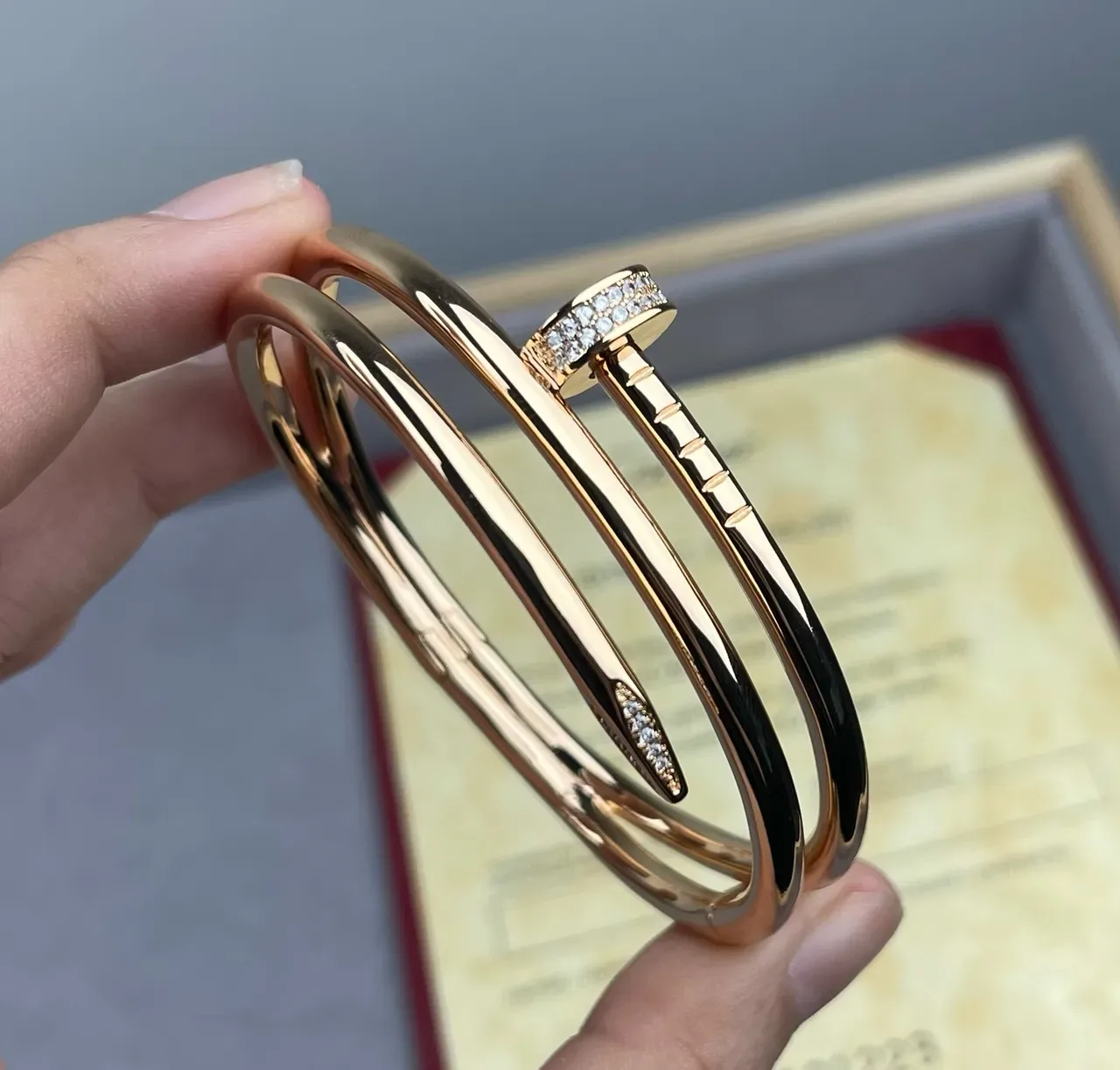 Cartier Juste un Clou Triple Band Pavé Crystal Gold Bracelet 3