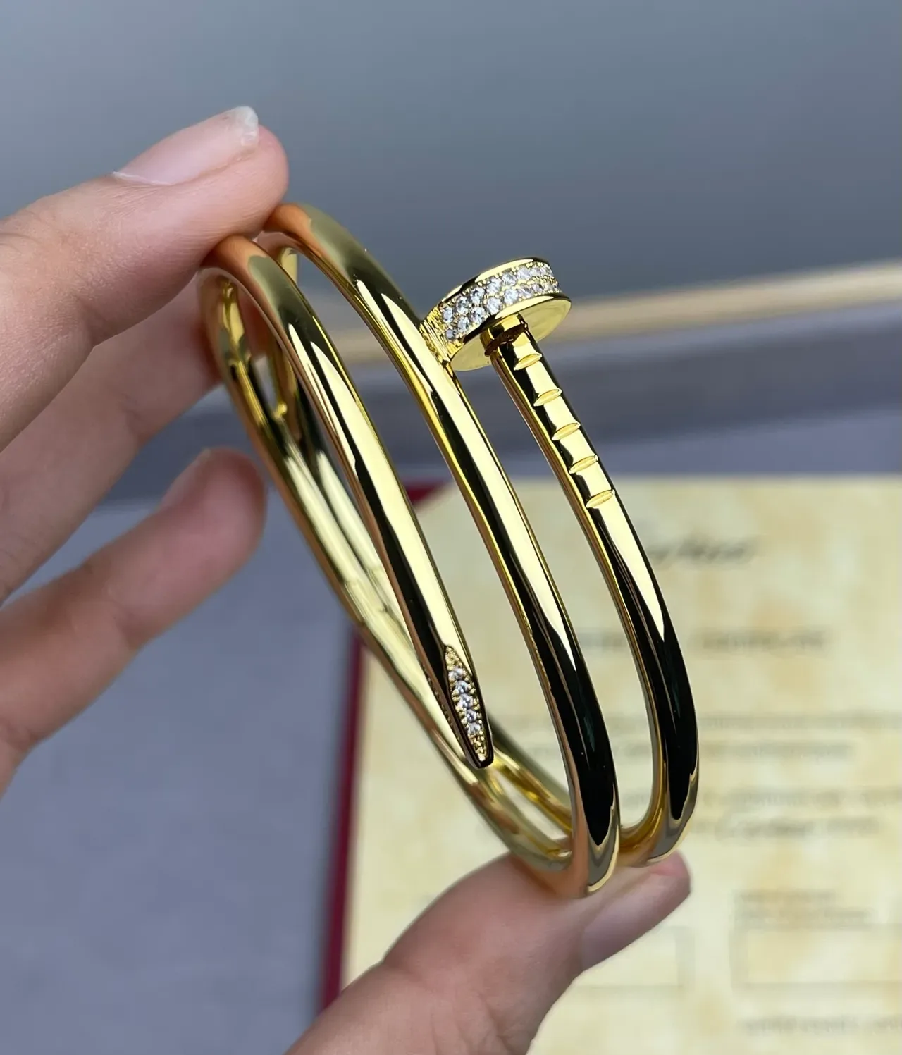 Cartier Juste un Clou Triple Band Pavé Crystal Gold Bracelet 4