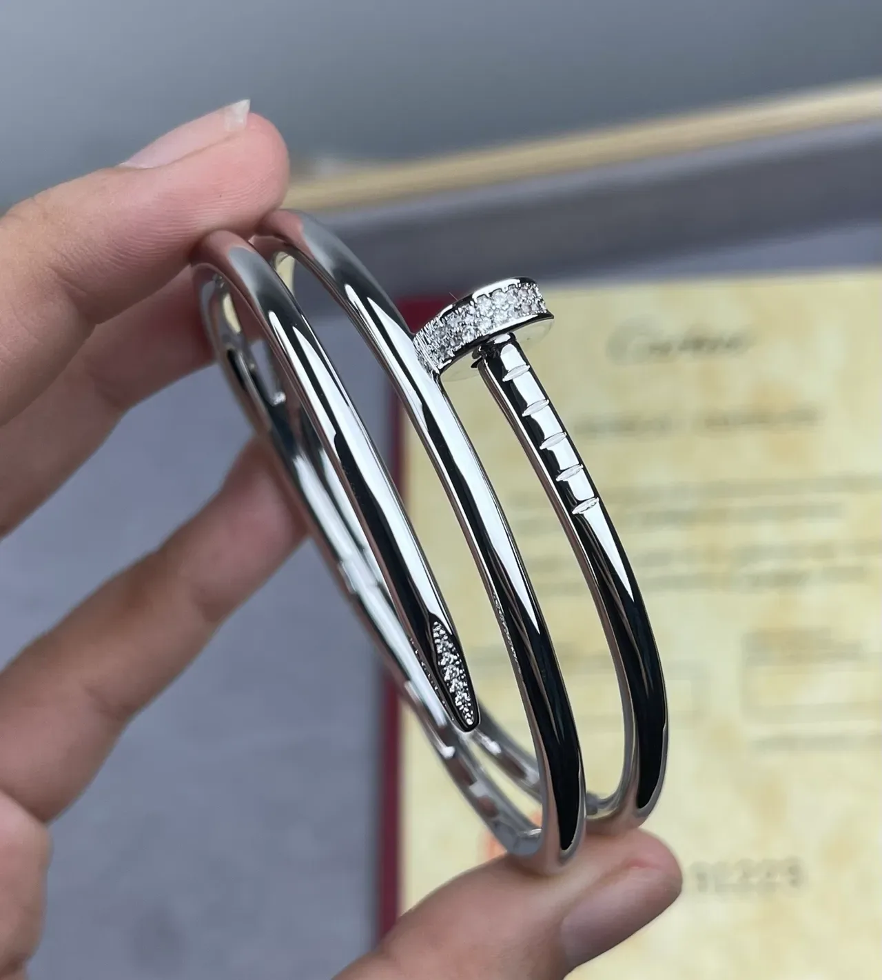 Cartier Juste un Clou Triple Band Pavé Crystal Gold Bracelet 5