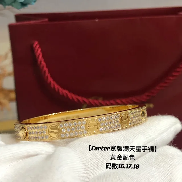 Cartier Love Bracelet পূর্ণ প্যাভে স্ক্রু মোটিফ কঠিন ব্যাঙ্গল ব্রেসলেট 6
