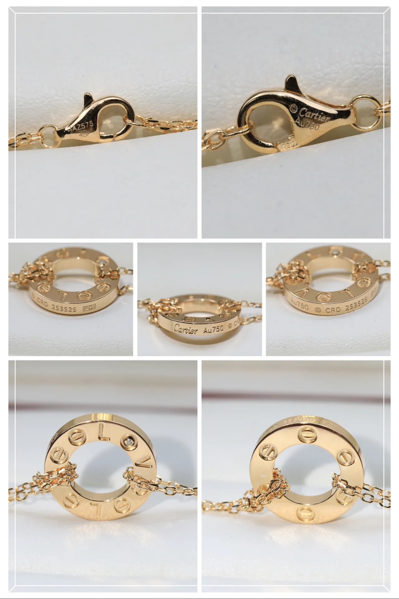 Colar Cartier Love ouro e prata com pendentif circular aberto, motivo de parafuso e detalhes 3