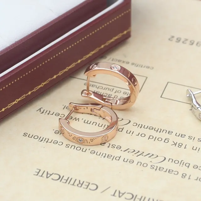 Cartier Love ذهب فضة حلقات مع لولب مثبتة بمسامير أقراط 2