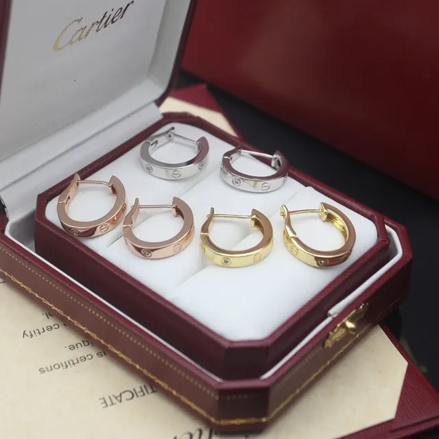 Cartier Love ذهب فضة حلقات مع لولب مثبتة بمسامير أقراط 5
