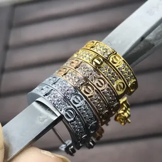 Cartier Love ذهب/فضة Pavé-Set Screw-Motif خاتم