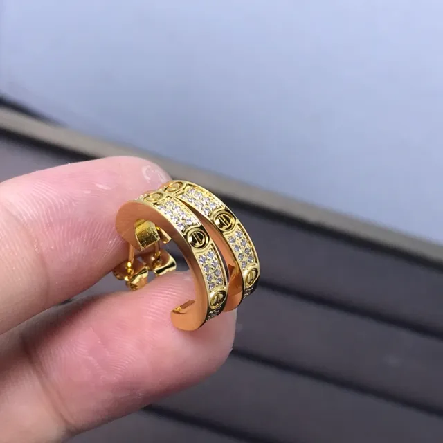 Cartier Love ذهب/فضة Pavé-Set Screw-Motif خاتم 4