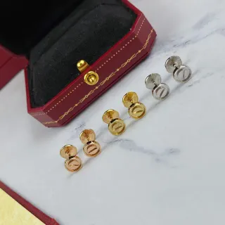 Cartier Love أقراط معدن مصقول مغطى ذهبي فضي إغلاق براغي