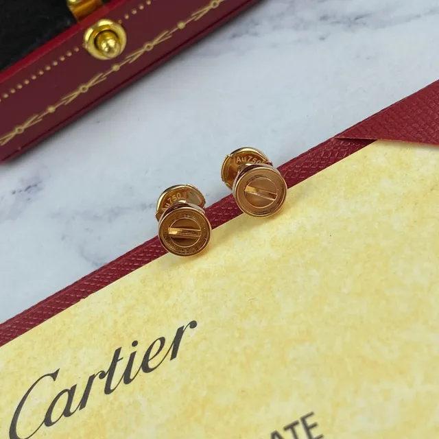 Cartier Love أقراط معدن مصقول مغطى ذهبي فضي إغلاق براغي 2