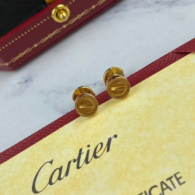 Cartier Love أقراط معدن مصقول مغطى ذهبي فضي إغلاق براغي 3