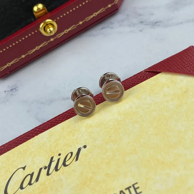 Cartier Love أقراط معدن مصقول مغطى ذهبي فضي إغلاق براغي 4