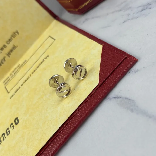 Cartier Love أقراط معدن مصقول مغطى ذهبي فضي إغلاق براغي 7