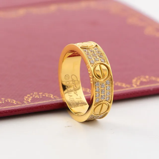 Cartier Love Ring Wide-Band Pavé Screw Motif Ring 4