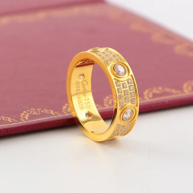 Cartier Love Ring Wide-Band Pavé Screw Motif Ring 7