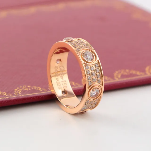 Cartier Love Ring Wide-Band Pavé Screw Motif Ring 8