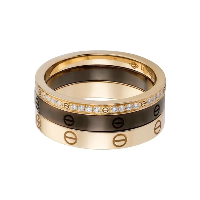 Cartier Love Ring Yellow Gold Black PVD Diamond Stackable Rings 2