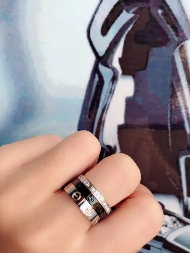 Cartier Love Ring Yellow Gold Black PVD Diamond Stackable Rings 5