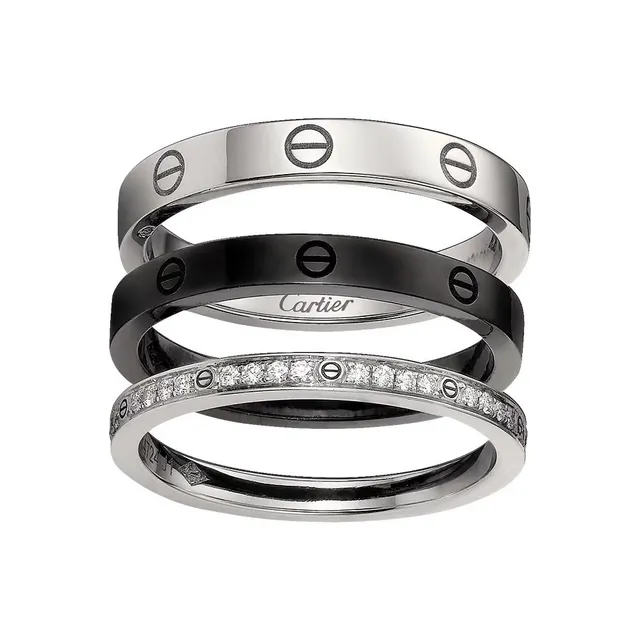 Cartier Love Ring Yellow Gold Black PVD Diamond Stackable Rings 6