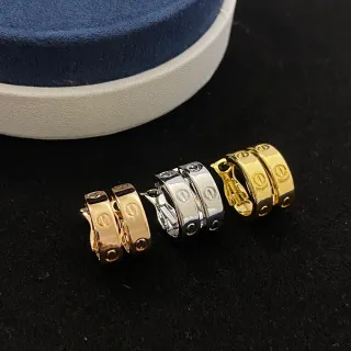Cartier Love Triple-Band Screw Motif Hoop Earrings