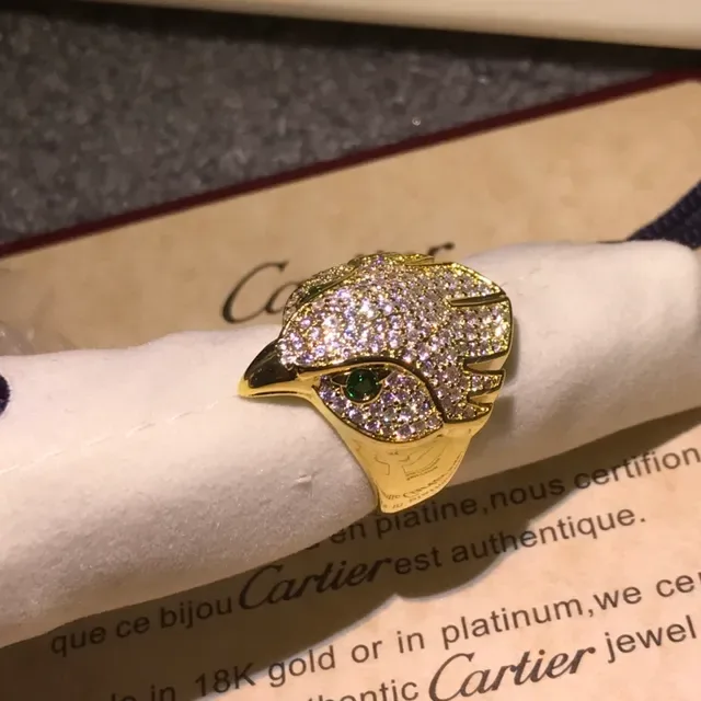 Cartier Panthère Panther Head Pavé Diamond and Emerald Ring 5