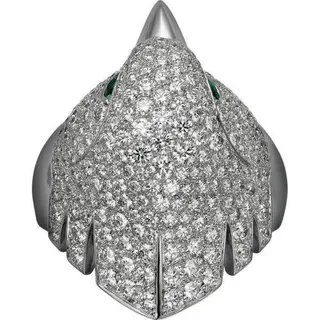 Cartier Panthère Panther Head Pavé Diamond and Emerald Ring 8
