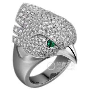 Cartier Panthère Panther Head Pavé Diamond and Emerald Ring 9
