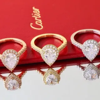 Cartier Pear-Cut Diamond Halo Pavé Ring