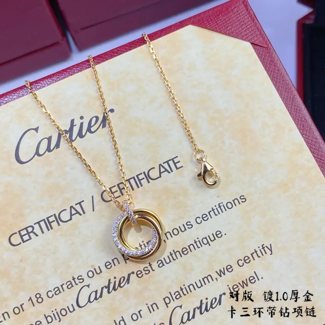 Cartier Trinity Pavé-Diamond Yellow Gold Necklace 2