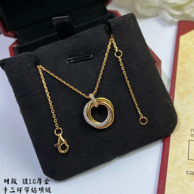 Cartier Trinity Pavé-Diamond Yellow Gold Necklace 3