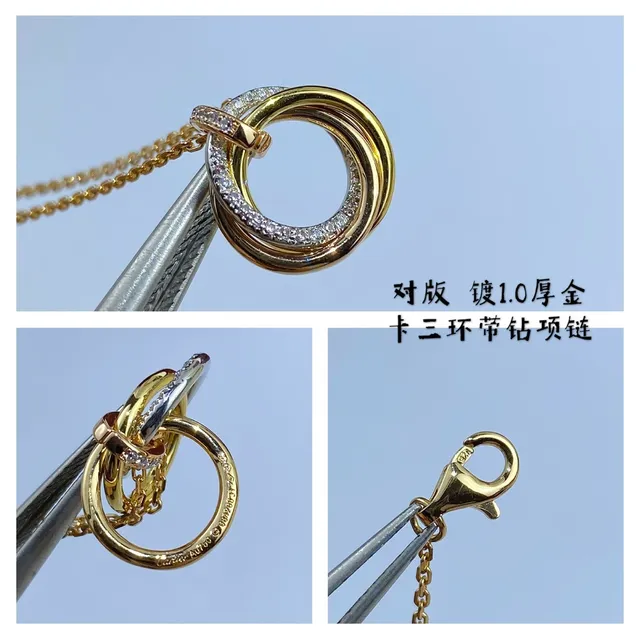 Cartier Trinity Pavé-Diamond Yellow Gold Necklace 5