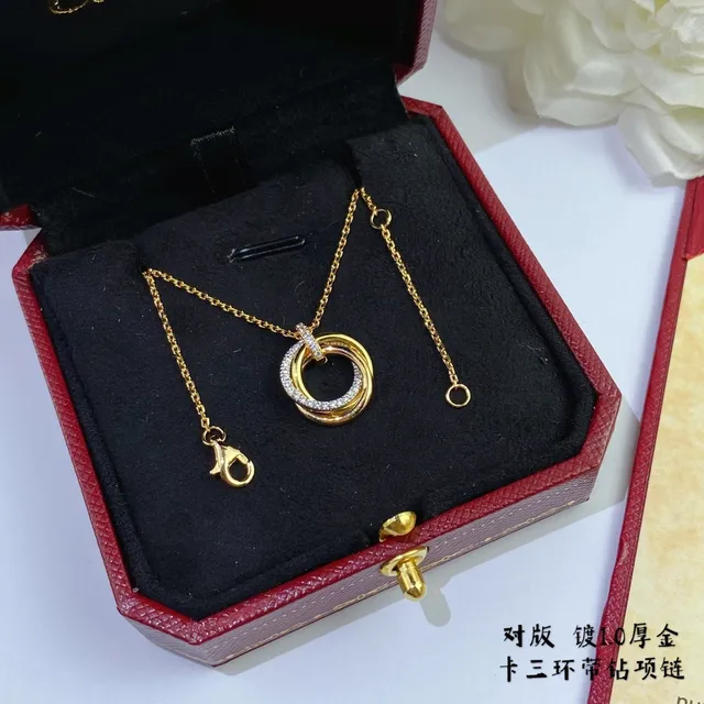 Cartier Trinity Pavé-Diamond Yellow Gold Necklace 6