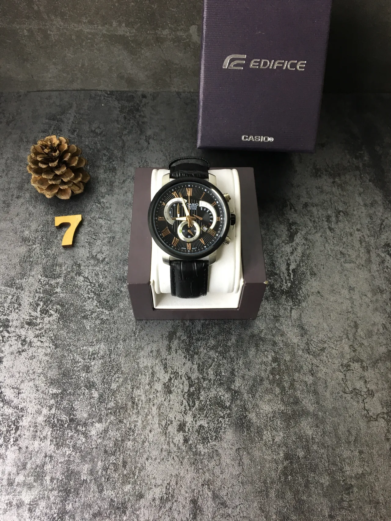Casio Beside Chronograph Black Dial Gold-Tone Accents Quartz Watch 3