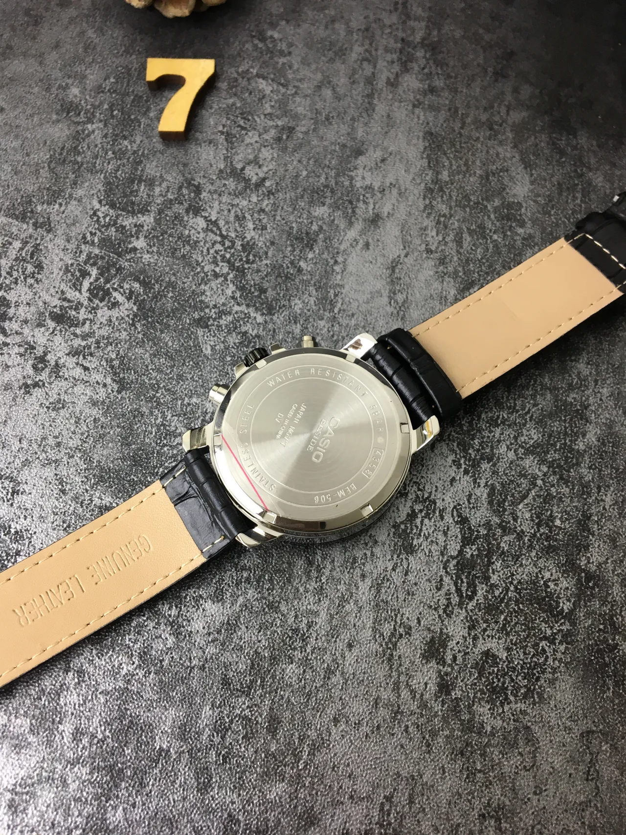 Casio Beside Chronograph Black Dial Gold-Tone Accents Quartz Watch 4