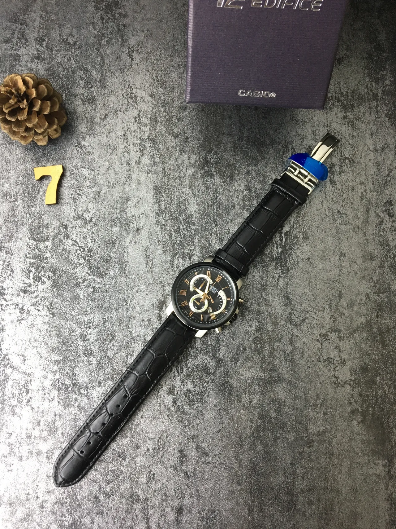 Casio Beside Chronograph Black Dial Gold-Tone Accents Quartz Watch 6
