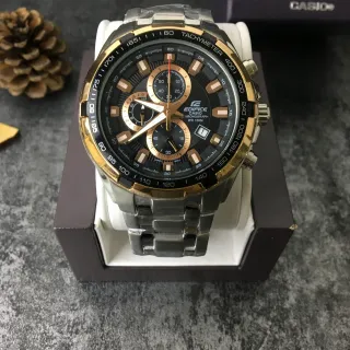 Casio 黑色金色双色调不锈钢手表