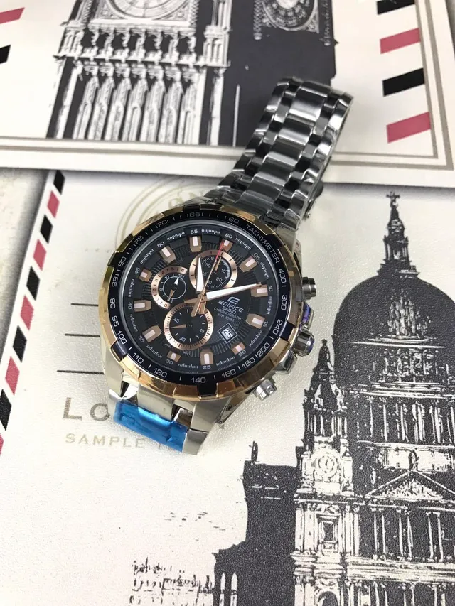 Casio Montre Noir Or Bicolore Acier Inoxydable 12