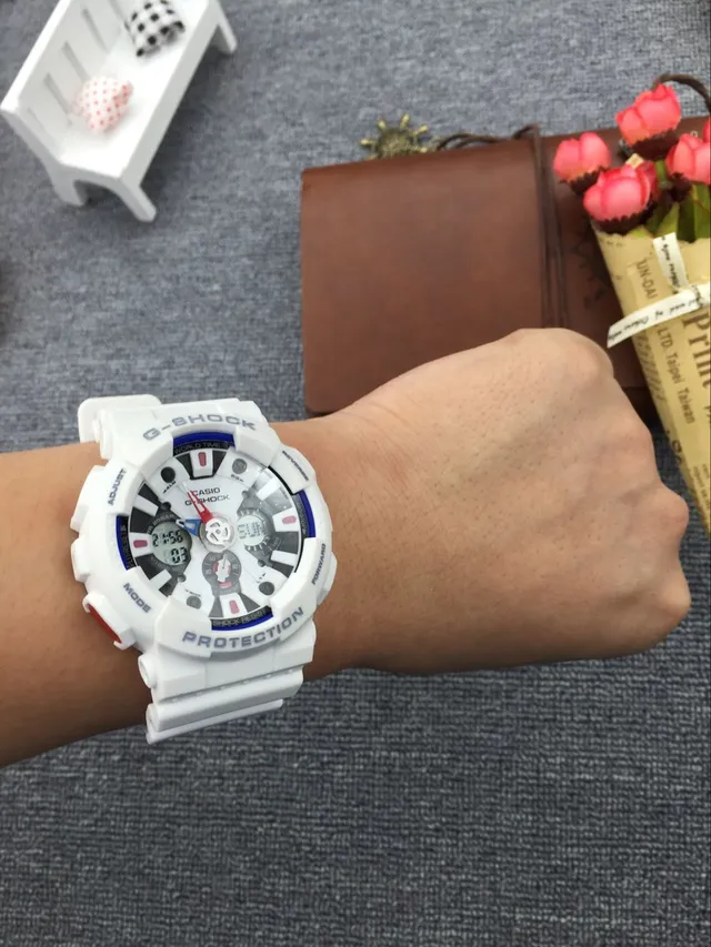 Casio G-Shock GA-100 Blanco Azul Analógico-Digital Reloj Deportivo 9