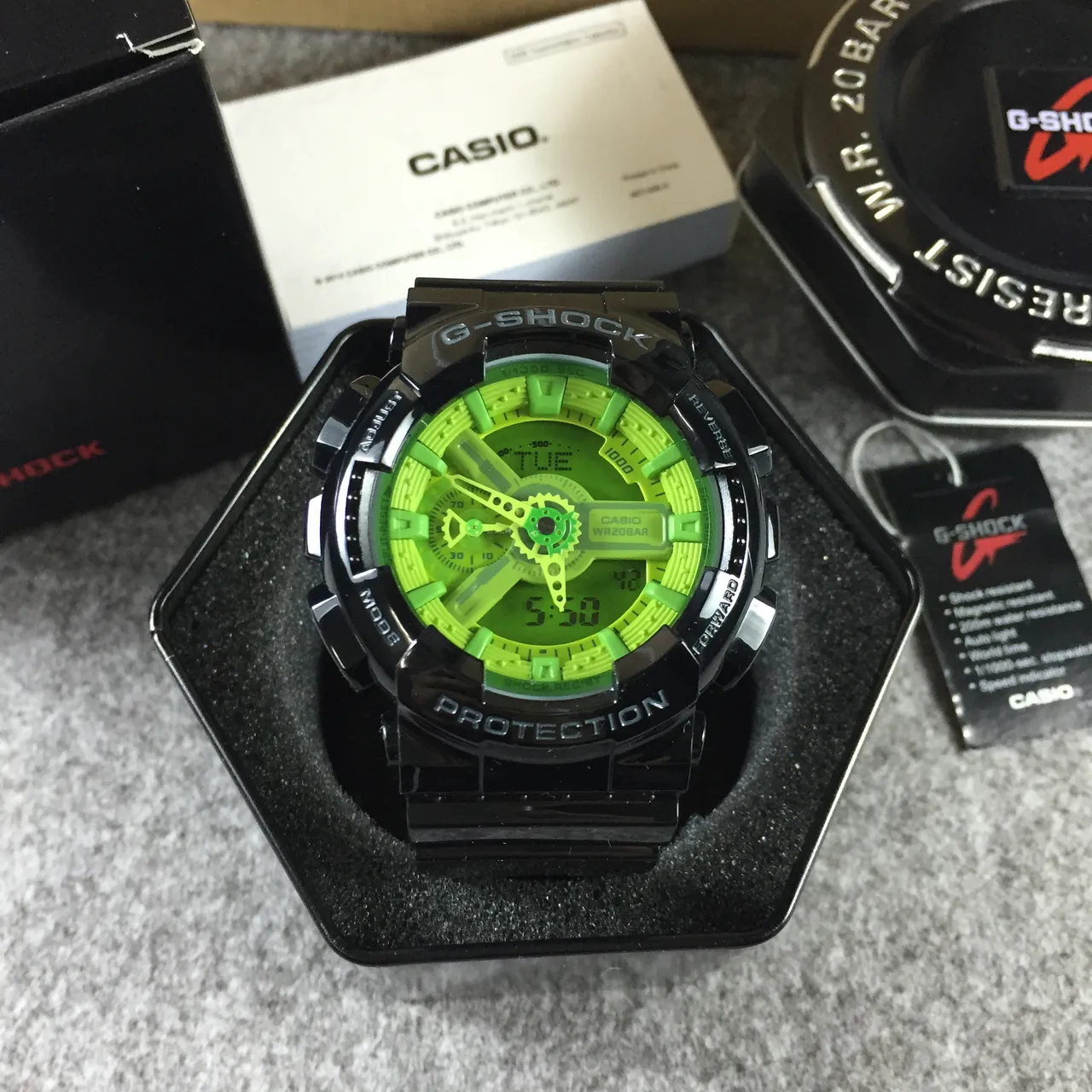 Casio G-Shock GA-110 Lime Green Black Sports Watch 13