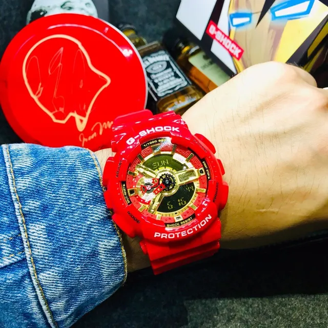 Casio G-Shock GA-110 Red and Gold Sports Watch 4