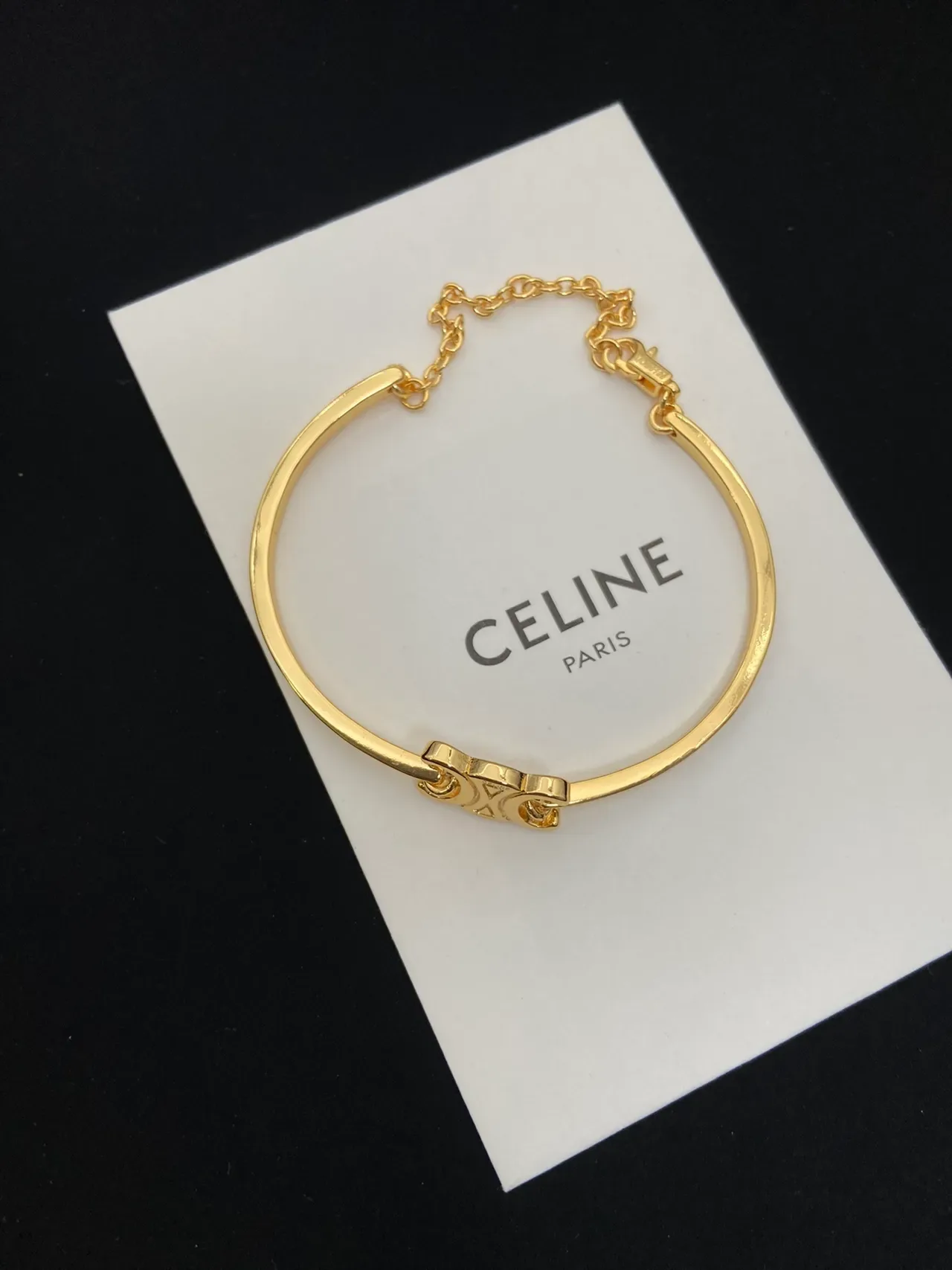 Celine Ava Bangle Ouvert Or Noir 3