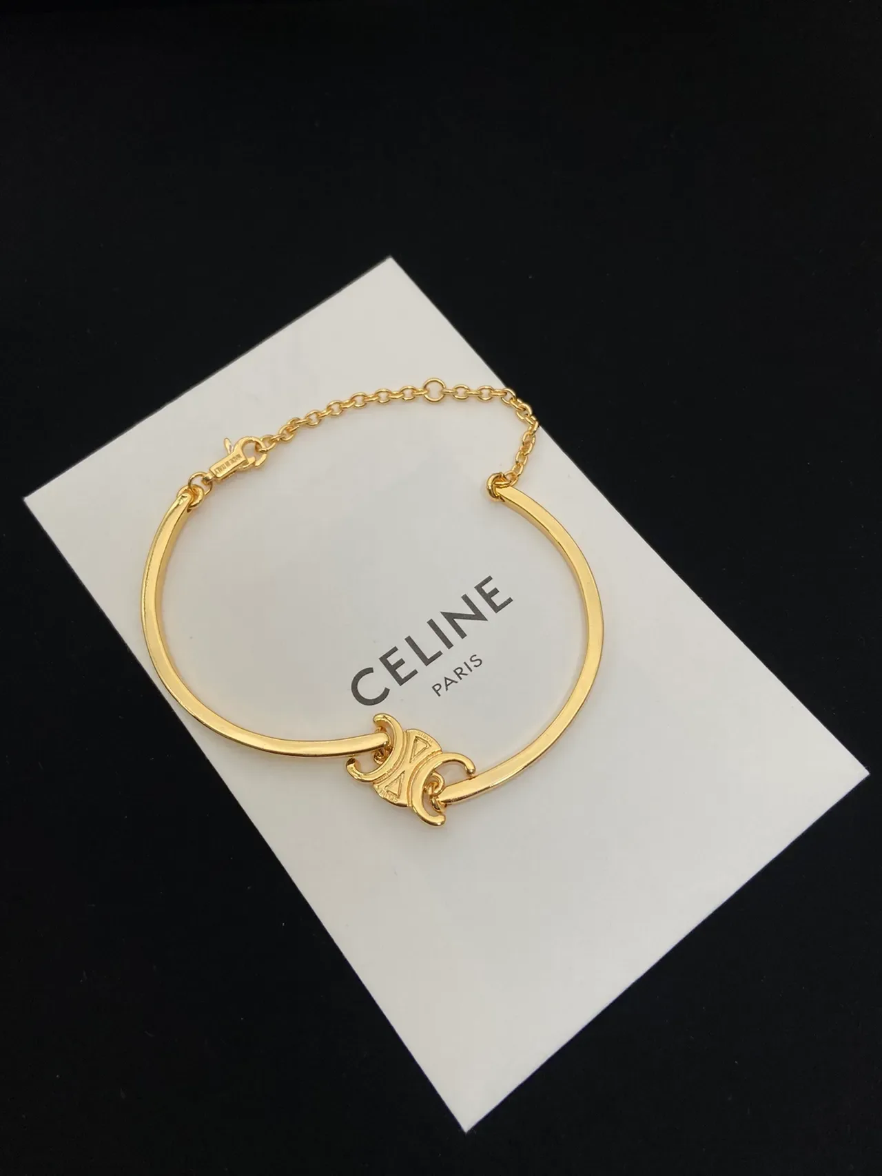 Celine Ava Bangle Ouvert Or Noir 4