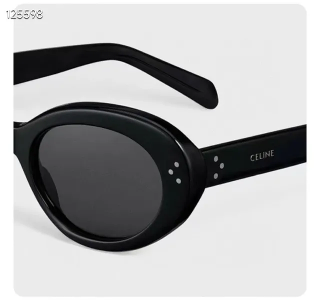 Celine Lunettes de soleil noir marron cadre ovalé acétate construction 3