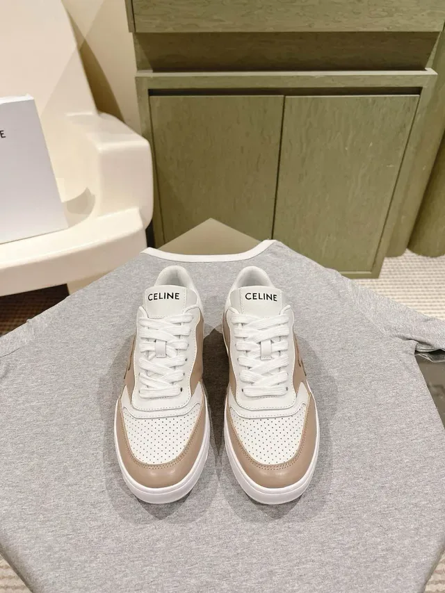 Celine CT-01 Tênis lifestyle de couro perfurado bicolor 2